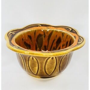 MCM Studio Pottery Brown Orange Drip Bowl California Orig USA 1192  Vintage